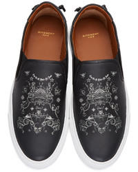 schwarze bedruckte Slip-On Sneakers von Givenchy