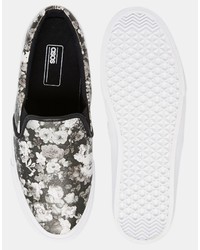 schwarze bedruckte Slip-On Sneakers von Asos