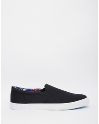 schwarze bedruckte Slip-On Sneakers von Asos