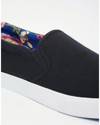 schwarze bedruckte Slip-On Sneakers von Asos