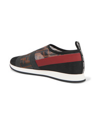 schwarze bedruckte Slip-On Sneakers von Fendi
