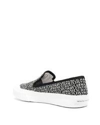 schwarze bedruckte Slip-On Sneakers von Armani Exchange