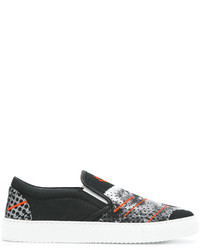 schwarze bedruckte Slip-On Sneakers von Marcelo Burlon County of Milan
