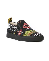 schwarze bedruckte Slip-On Sneakers von Gucci