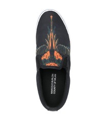 schwarze bedruckte Slip-On Sneakers von Marcelo Burlon County of Milan
