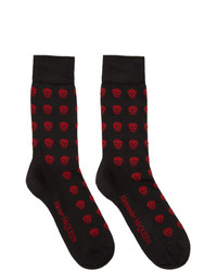 schwarze bedruckte Socken von Alexander McQueen