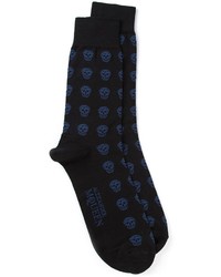 schwarze bedruckte Socken von Alexander McQueen