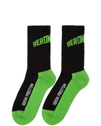 schwarze bedruckte Socken von Heron Preston