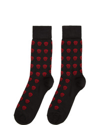 schwarze bedruckte Socken von Alexander McQueen