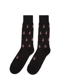 schwarze bedruckte Socken von Paul Smith
