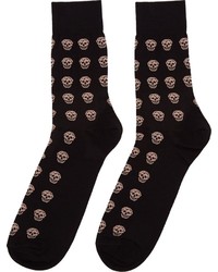 schwarze bedruckte Socken von Alexander McQueen