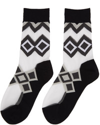 schwarze bedruckte Socken von Issey Miyake