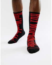 schwarze bedruckte Socken von HUF