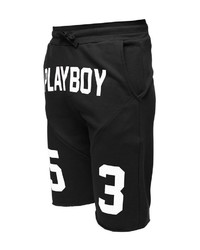 schwarze bedruckte Sportshorts von Playboy