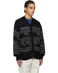 schwarze bedruckte Strickjacke von Sacai