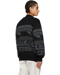 schwarze bedruckte Strickjacke von Sacai