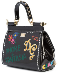 schwarze bedruckte Taschen von Dolce & Gabbana