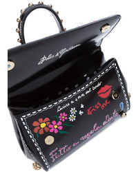 schwarze bedruckte Taschen von Dolce & Gabbana