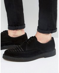 schwarze bedruckte Wildleder Derby Schuhe