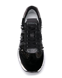 schwarze bedruckte Wildleder niedrige Sneakers von White Premiata