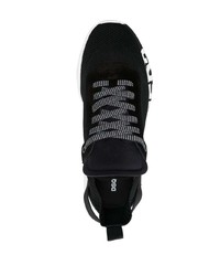 schwarze bedruckte Wildleder niedrige Sneakers von DSQUARED2