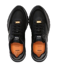 schwarze bedruckte Wildleder niedrige Sneakers von BOSS