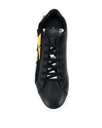schwarze bedruckte Wildleder niedrige Sneakers von Fendi
