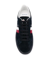 schwarze bedruckte Wildleder niedrige Sneakers von Moncler