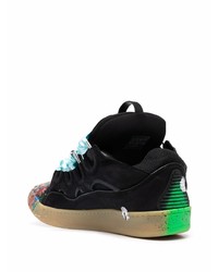 schwarze bedruckte Wildleder niedrige Sneakers von Lanvin