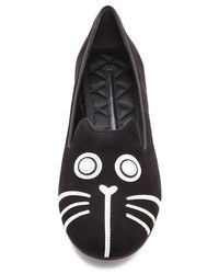 schwarze bedruckte Wildleder Slipper von Marc by Marc Jacobs