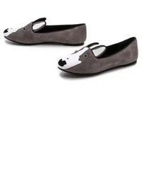 schwarze bedruckte Wildleder Slipper von Marc by Marc Jacobs