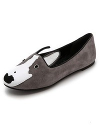 schwarze bedruckte Wildleder Slipper von Marc by Marc Jacobs