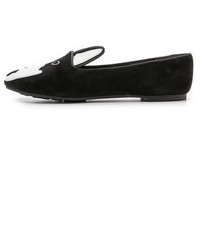 schwarze bedruckte Wildleder Slipper von Marc by Marc Jacobs