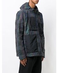 schwarze bedruckte Windjacke von Stone Island Shadow Project