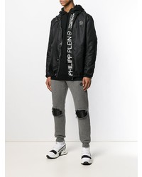 schwarze bedruckte Windjacke von Philipp Plein