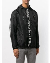 schwarze bedruckte Windjacke von Philipp Plein