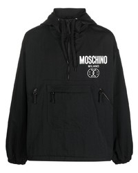 schwarze bedruckte Windjacke von Moschino