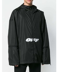 schwarze bedruckte Windjacke von Off-White