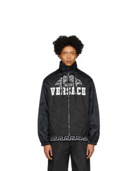 schwarze bedruckte Windjacke von Versace