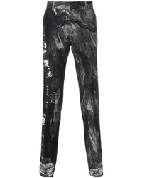 schwarze bedruckte Wollhose von Alexander McQueen