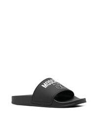 schwarze bedruckte Zehensandalen von Moschino