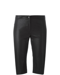 schwarze Bermuda-Shorts aus Leder von Romeo Gigli Vintage