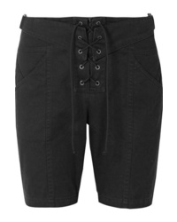 schwarze Bermuda-Shorts aus Twill