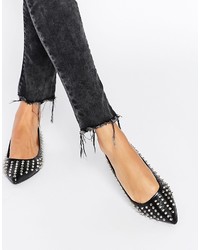 schwarze beschlagene Ballerinas von Asos