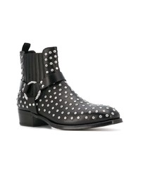 schwarze beschlagene Chelsea Boots aus Leder von Alexander McQueen