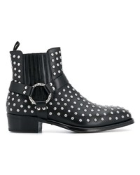 schwarze beschlagene Chelsea Boots aus Leder von Alexander McQueen