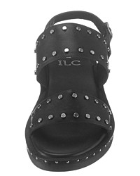 schwarze beschlagene flache Sandalen aus Leder von ILC
