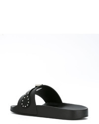 schwarze beschlagene flache Sandalen aus Leder von Givenchy