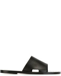 schwarze beschlagene flache Sandalen aus Leder von Veronique Branquinho
