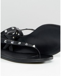 schwarze beschlagene flache Sandalen aus Leder von Aldo